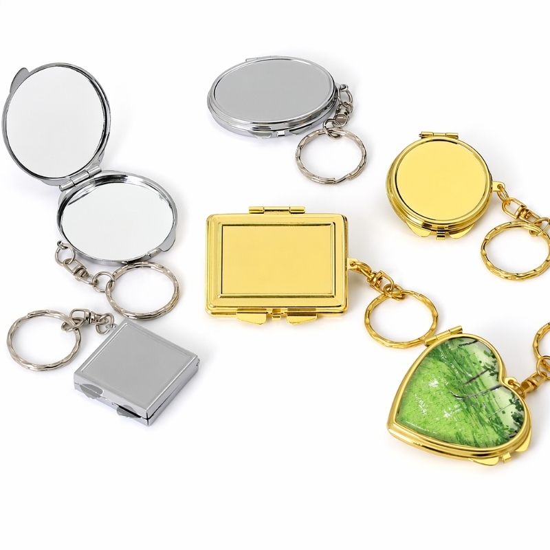 Metal Double-Sided Compact Mirror Keychain