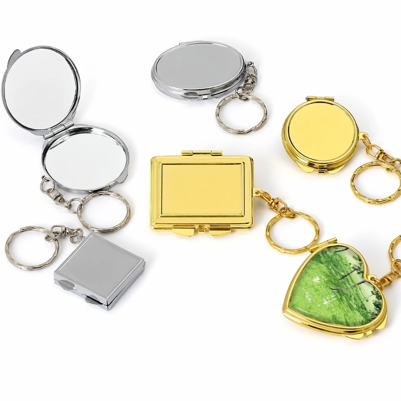 Metal Double-Sided Compact Mirror Keychain